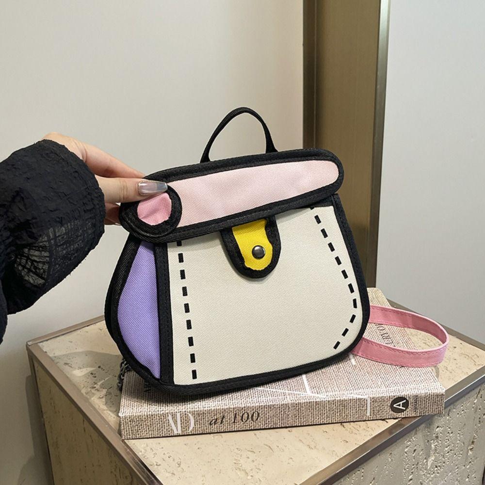 2D Anime Chain Shoulder Bag Cartoon Line Painting Messenger Bag Simple Comic Crossbody Bag Travel