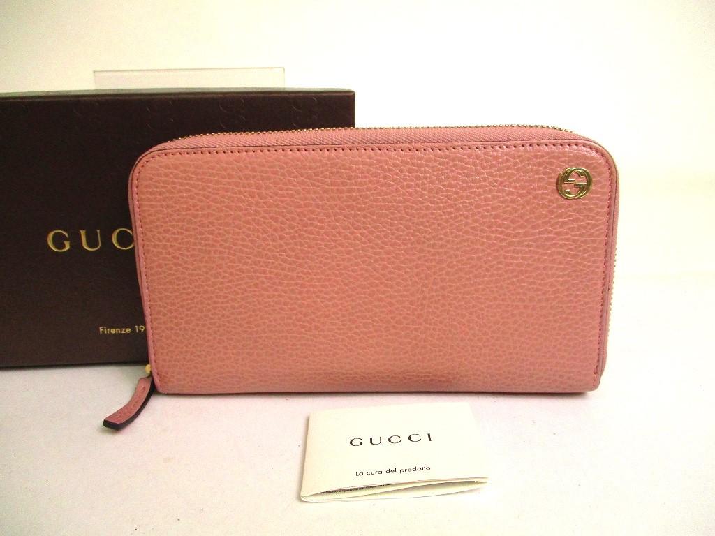 

Автентичний GUCCI Interlocking G Gold H/W Dusty Pink Leather Round Zip Wallet #a131 Refurbished