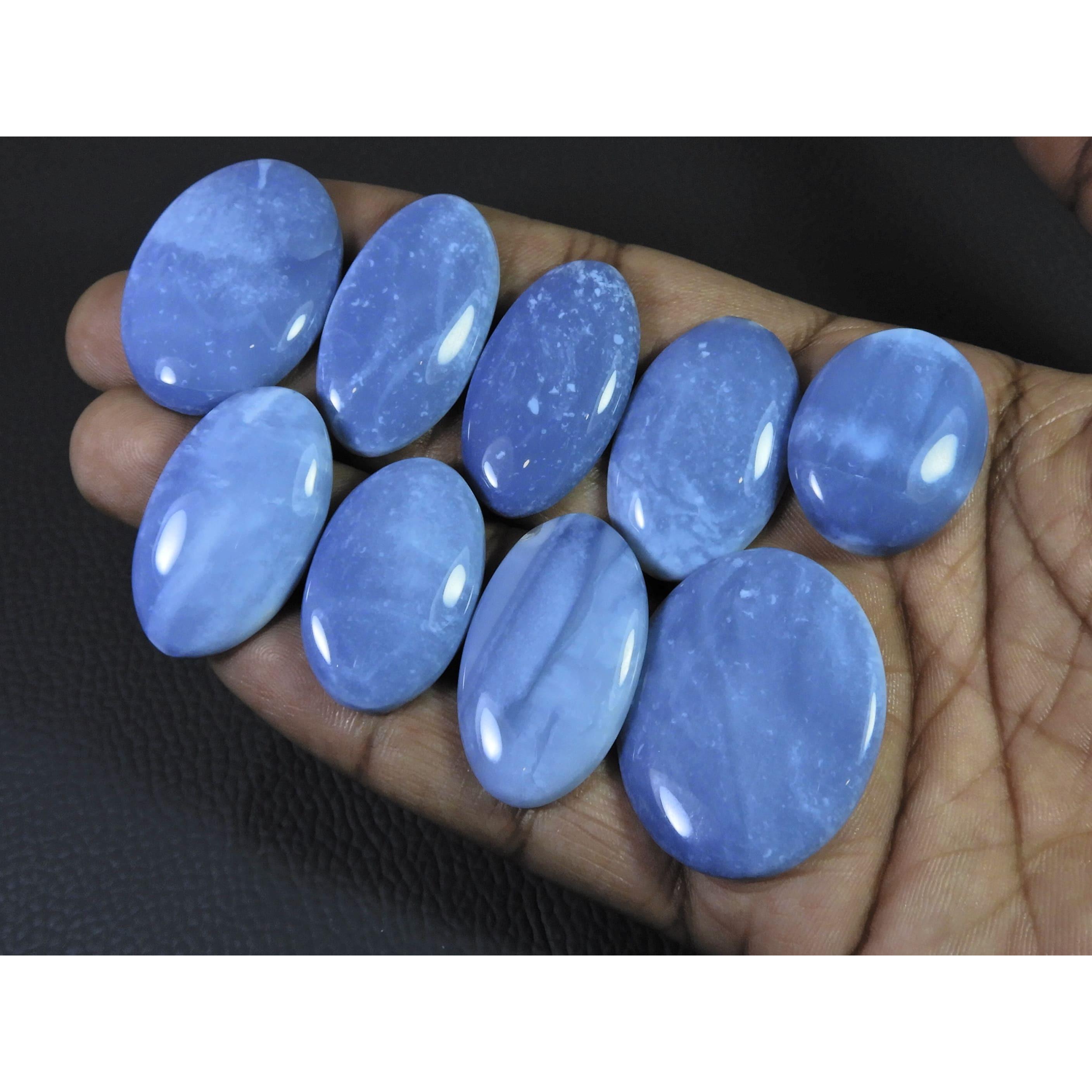 250Cts. Natural Blue Opal Agate Oval Cabochon Loose Gemstone 09 Pcs Lot C-1870