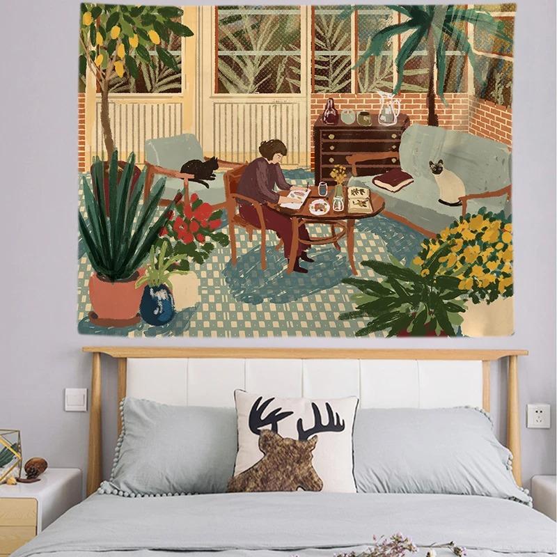 Böhmischer Stil Wohnen Illustration Dekorative Wandteppich Heim Wanddekoration Büro Wohnzimmer Wandteppich