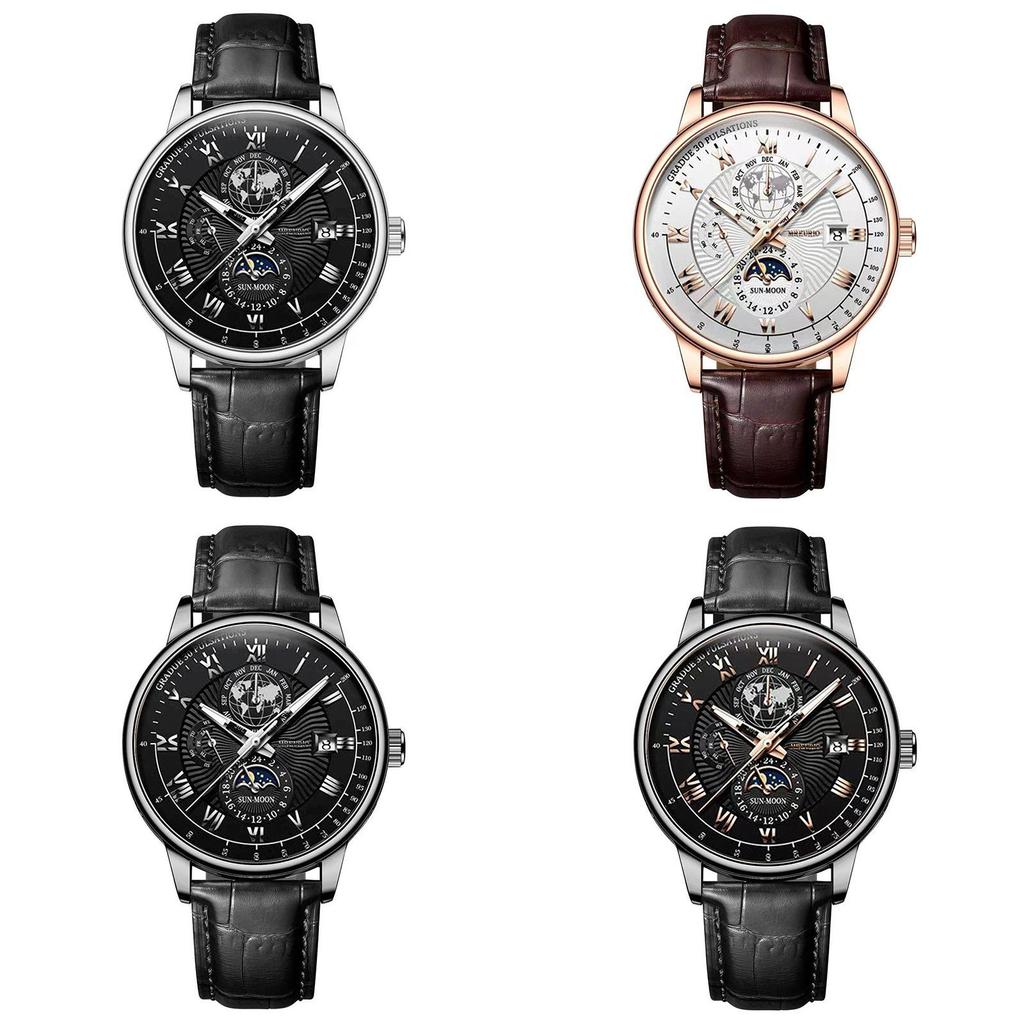 Modern Mens Watch With Calendar Function And Leather Strap For Business Use
