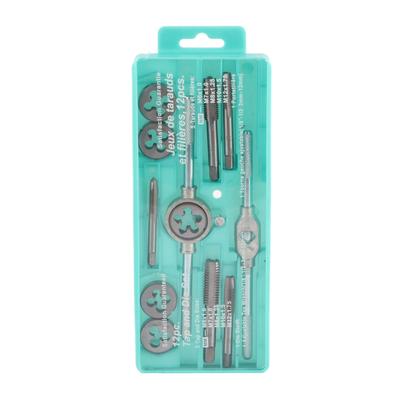 Conjunto de 12 Peças Tap Twister Aço Rápido Resistente ao Desgaste Multifuncional Jogo de Machos e Tarraxas para Manutenção