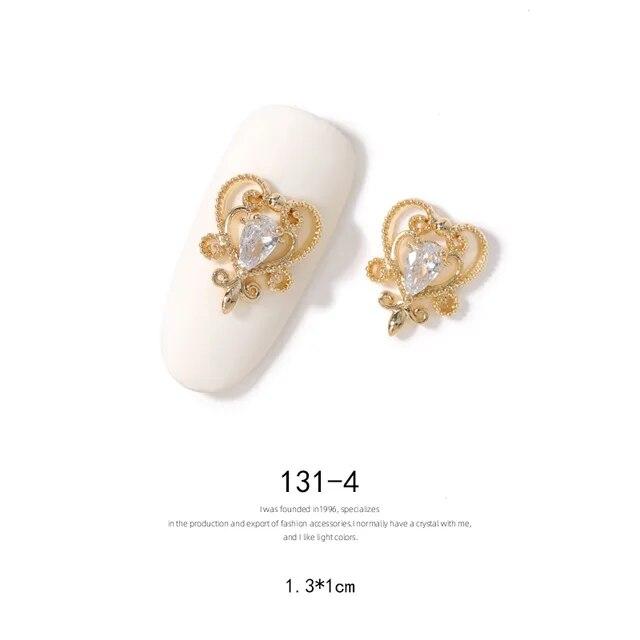 2pieces 3D Metal Zircon Nail Art Jewelry Japanese Nail Decorations Top Quality Zircon Crystal Manicure Zircon Diamond Charms