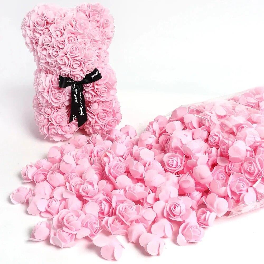 50/100Pcs Rose Artificial Flowers 3.5cm PE Foam Fake Flowers Teddy Bear Home Decor Wedding Decoration DIY Gifts Boxs Accessories