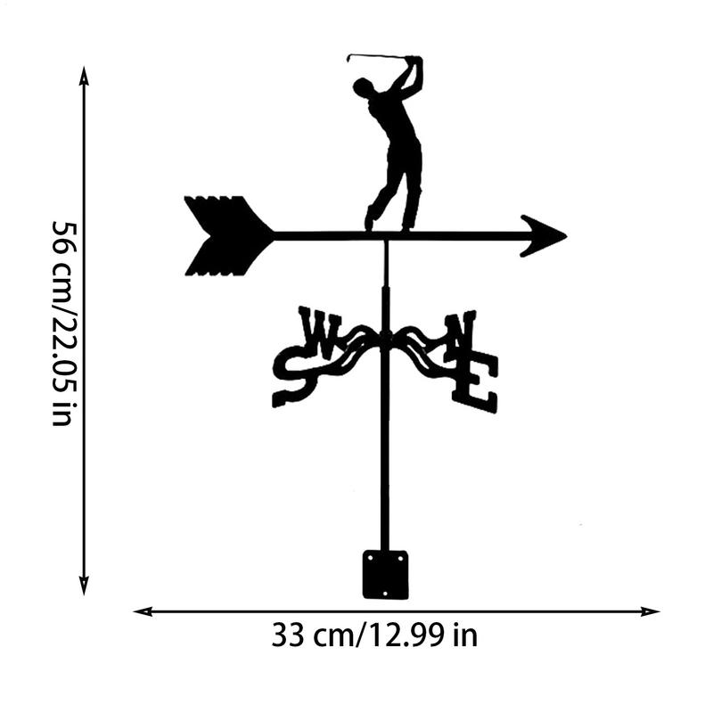 Weather Vanes For Yard Weather-Resistant Wind Vane Golf Design Rust-Proof Metal Direction Indicator Windmill Roof Mount For