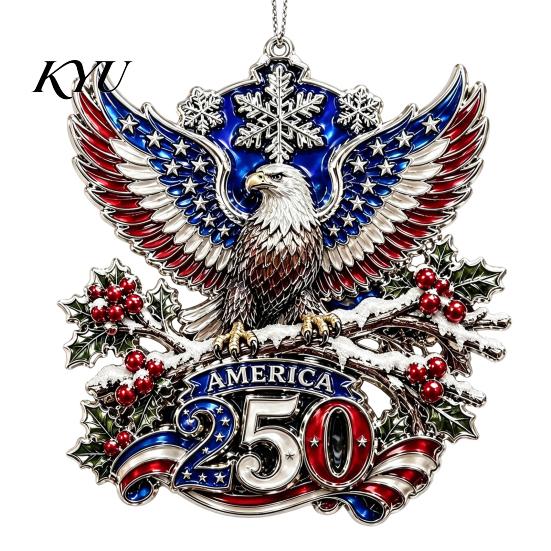 250th Anniversary Commemorative Gift 250 USA Christmas Ornament, United States 1776-2026 Tree Patriotic Decor Keepsake, Acrylic Holiday Hanging