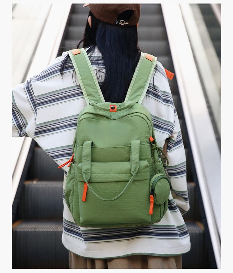 2025 Women's Fashion Textured Casual Backpack - Solid Color, Versatile for Commute & Travel