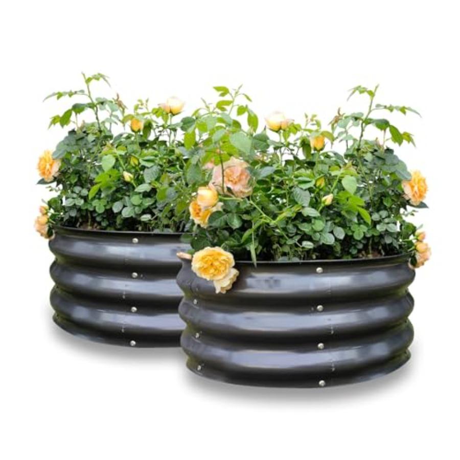 

2 Pack 2x2x1FT Galvanized Round Raised Garden Bed Kit Metal Planter Boxes Outdoor with Easy Assembly Large Garden Bed for Veget United States