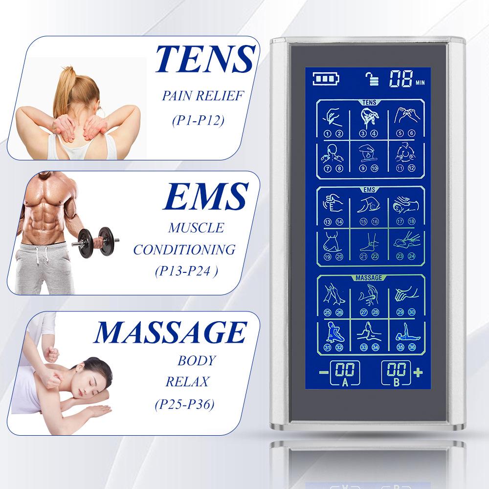 

Four-Channel Massager with 36 TENS Modes & 48 EMS Modes and DIY Function AU Plug