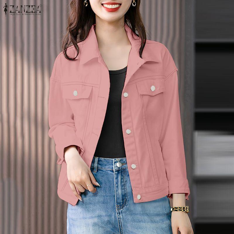 ZANZEA Women Casual Turn Down Collar Loose Long Sleeve Blouse