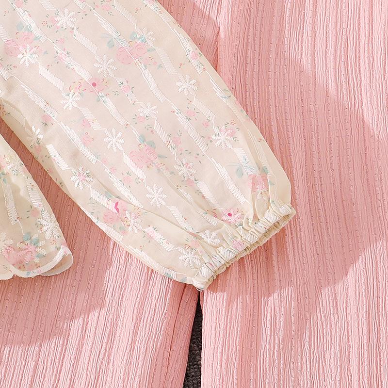 Girls' Outfit Children's Spring/Autumn New Style V-Neck Long-Sleeved Top + Casual Trousers