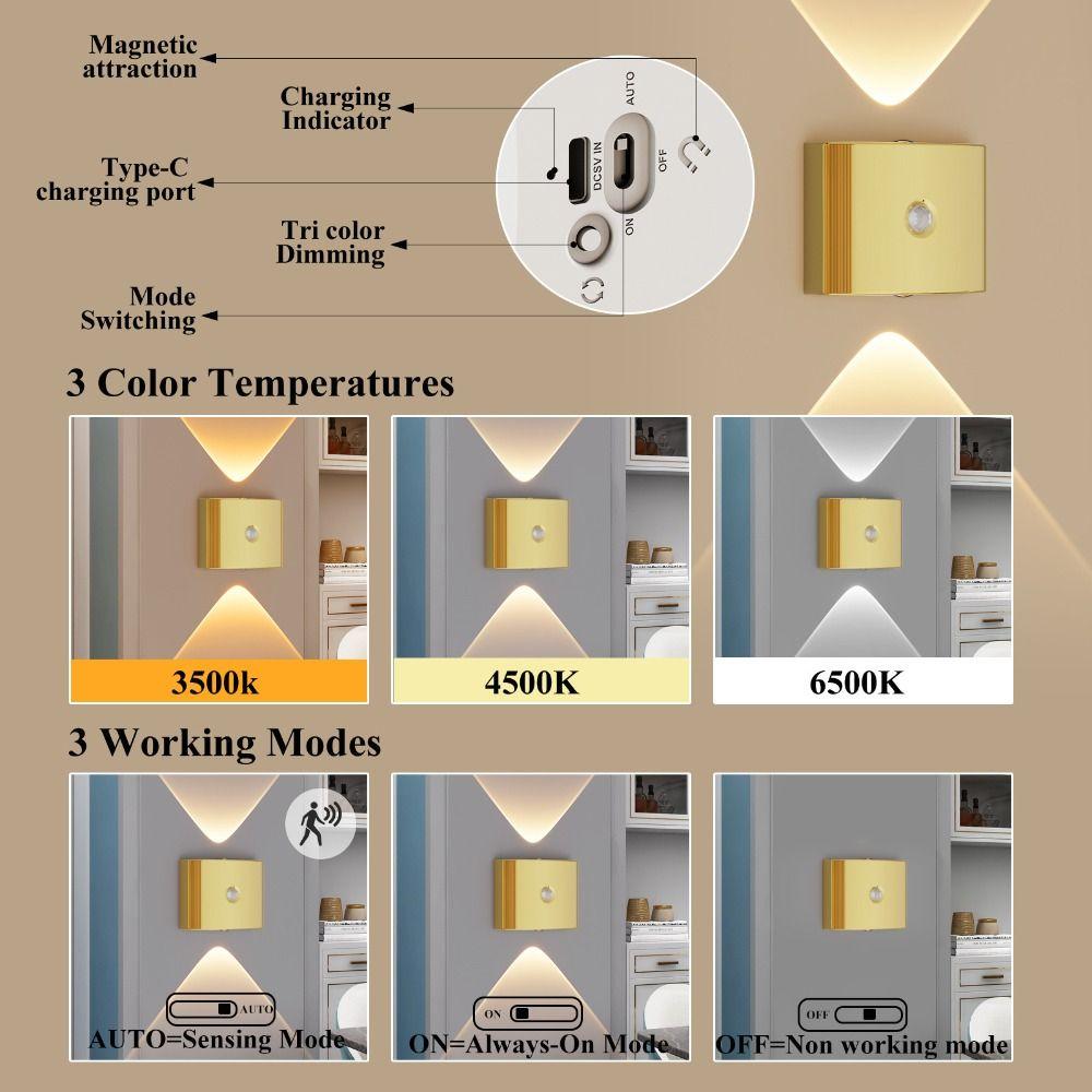 Magnetic Installation LED Induction Wall Lamp PIR Sensor Wall Sconce Bedroom Night Light