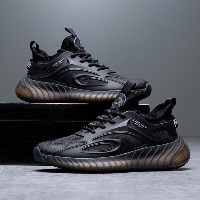 

Lightweight and breathable running shoes, new mesh sports shoes in summer 2025, Korean version of thick soles to increase the height of casual m 44 чёрный
