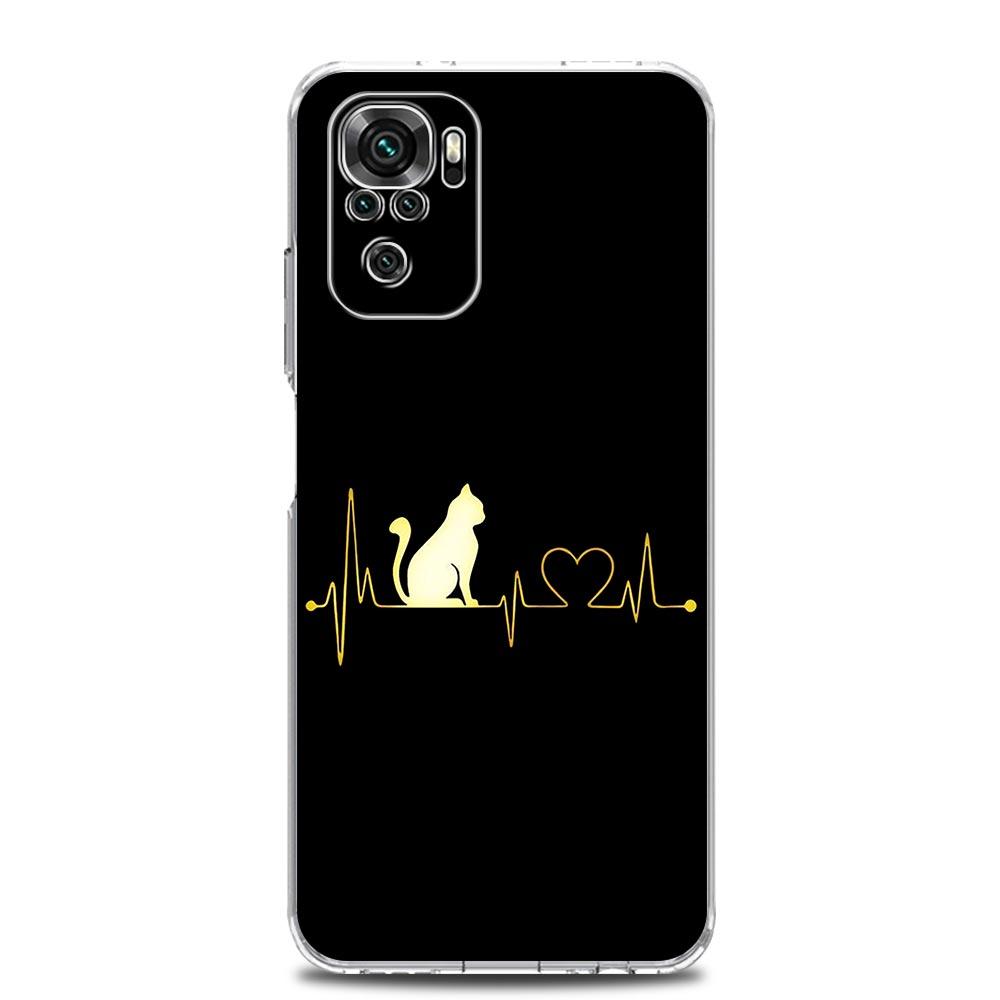 Phone Case For Xiaomi Redmi Note 15 14 13 12 4G 10 11 Pro Plus 5G 14C 13C 12C 10C Clear Soft TPU Cover Cat Line Black Cats