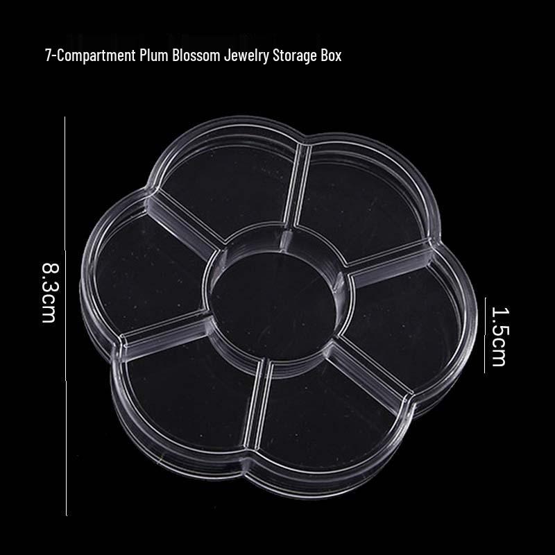 Plum Blossom 7-Compartment Nail Art Storage Box with Transparent Lid