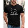 Unisex Bla Bla Bla Cartoon Print T-Shirt - Casual Round Neck Short Sleeve Tee with Bla Bla Bla Character, Machine Washable Suitable for Athletic Wear
