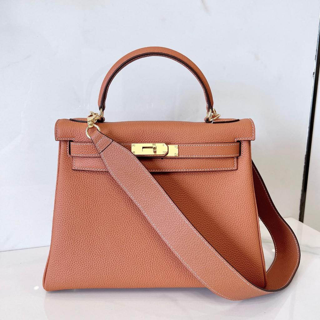 Genuine Leather Women's Bag With Wool Lining New Style Togo Top Layer Cowhide High-end Sense Wide Shoulder Strap Single Shoulder Handbag