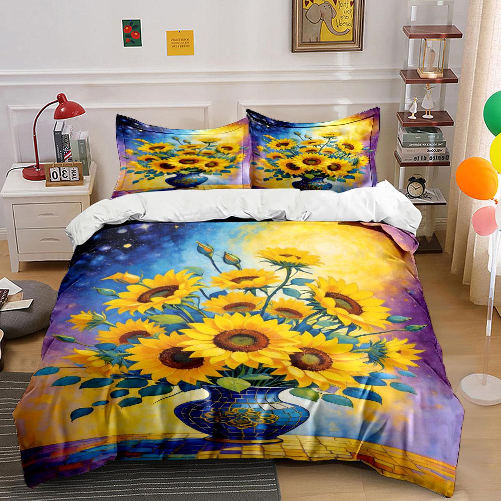 Sunflowers in mosaic vase. Bedding sets Duvet cover sets Duvet covers Pillowcases(1* Duvet Cover 2* Pillowcases without duvet insert)