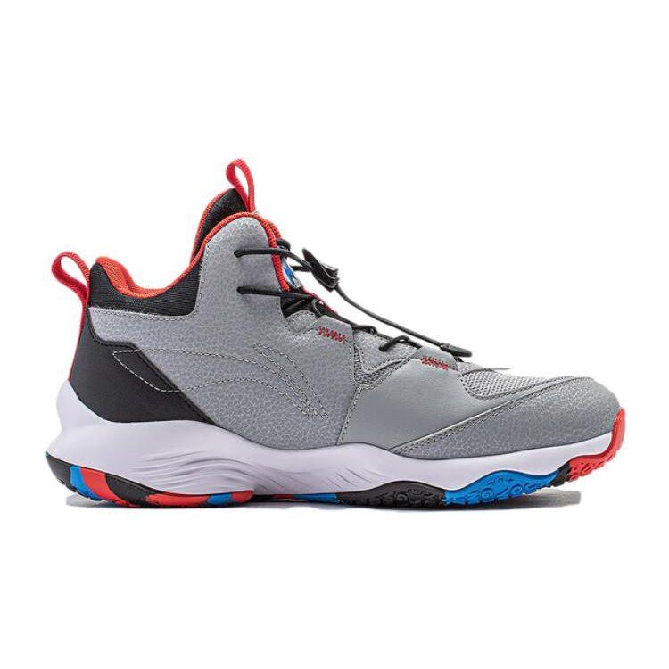 Li-Ning Cloud Non-Slip Shock Absorbing Durable Lightweight Rebound Mid-Top Kids Basketball Shoes Kids basketball shoes Snow-Gray YKBT090-9