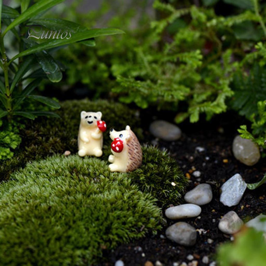 2 pezzi di figurine di riccio mini decorazioni in resina piante grasse ornamenti paesaggistici
