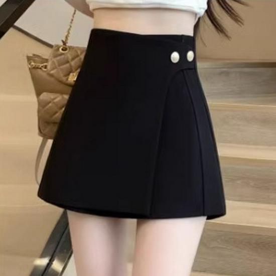 

Women s High-Waist Wide-Leg A-Line Shorts - Slim, Casual, 2024 Spring Fashion Extra Small чорний