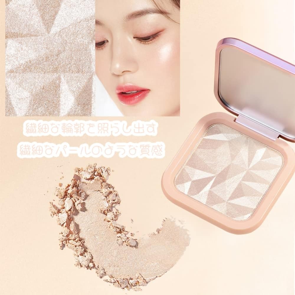 LIANGNISHI Highlight Powder 02 Nude Pink 4 Shades Matte & Pearl Glow Fine Glitter Face Highlighter Contour Shading Makeup Palette Beginner
