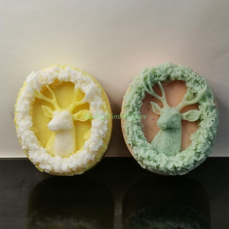24TE Silicone Soap Molds Chritsmas Deer Wreath DIY Craft Handmade Soap Moulds Moulds Hand-Making Soap Supplies