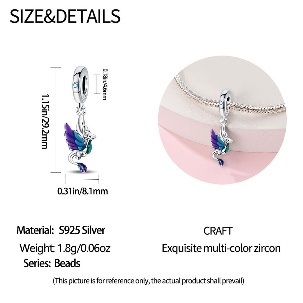 Charm Bead Charms Authentic copper Phoenix Dragon Pendant Bead Charms Compatible With Bracelets Diy Fine Gift Women Delicate Jewellery Accessory