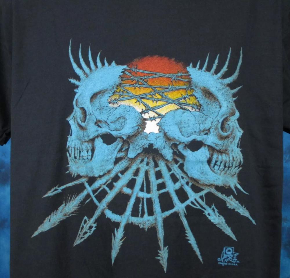 80s SKULL BARBED WIRE SUNSET s-5xl 90s Black CG1102 Unisex T-Shirt M
