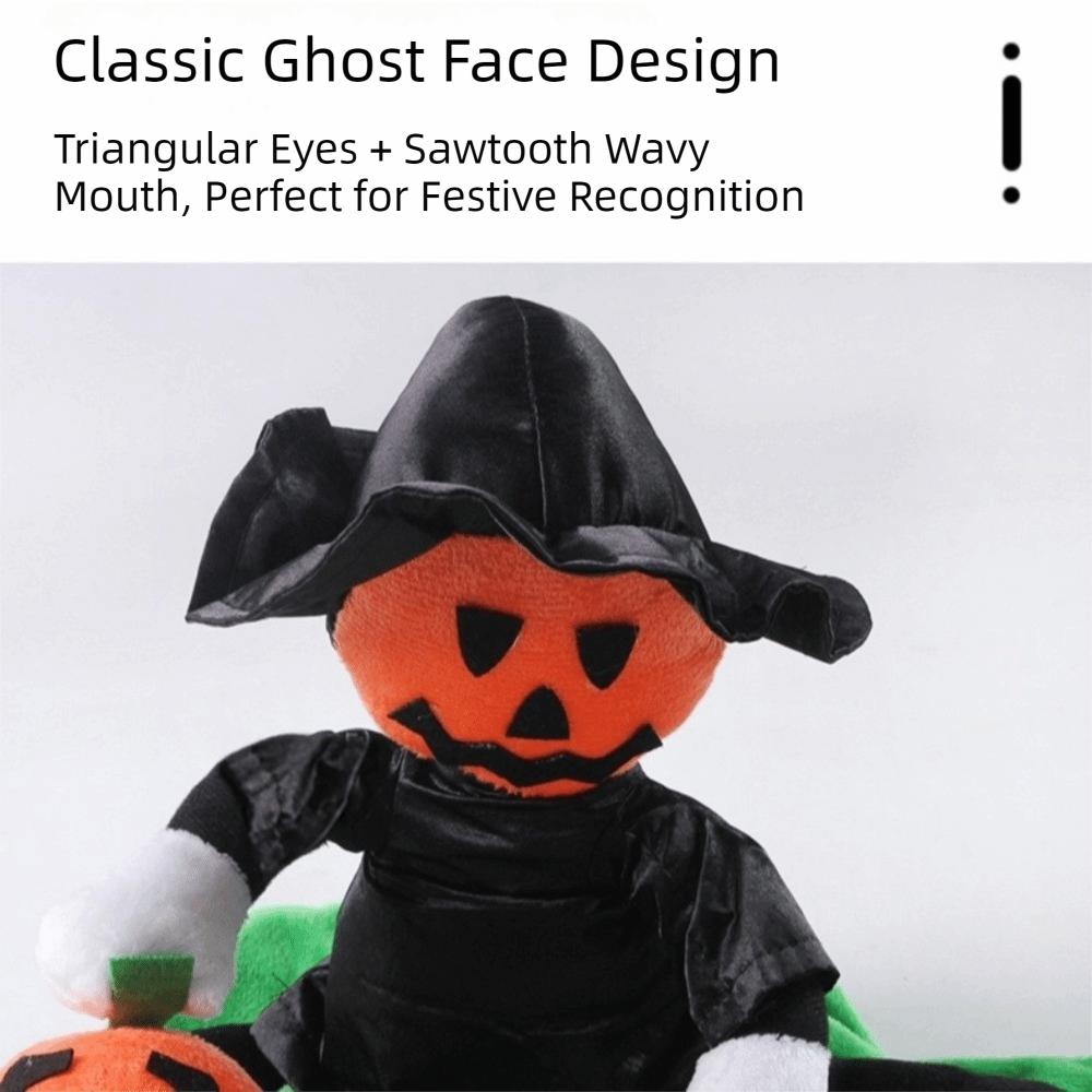 Standing Style Black Hat Pumpkin Pet Clothing Ghost Face Pumpkin Dog Cosplay Clothes Halloween