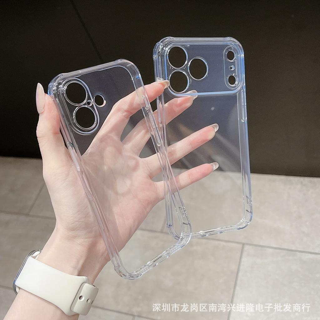 Applicable To iPhone17 Mobile Phone Case 17Pro High-transparency Fine Hole Transparent TPU All-inclusive Four-corner Anti-drop Protective Case Soft Ca