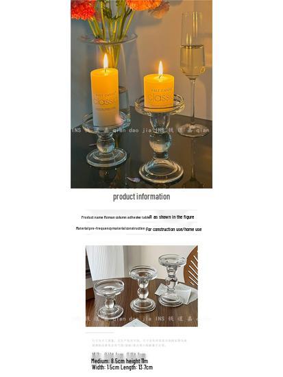 Roman Column Crystal Glass Candlestick: Retro Ornament for Romantic Candlelight Dinners and Photo Props.