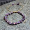 Colorful Bohemian Purple Emperor Bracelet with Adjustable Braided Hematite Spacer Beads
