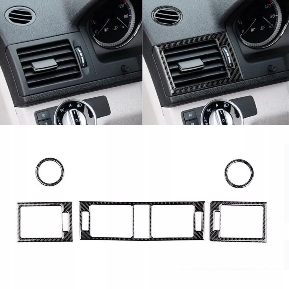 5Pcs Carbon Fiber Air Vent Outlet Cover Trim For Mercedes Benz C Class W204 New
