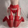Sexy Damen Ganzkörper-Strumpfhose ohne Schritt 10D Ultra Dünn Transparent Oberschenkelhoch mit Spitzen-Strumpfhaltergürtel