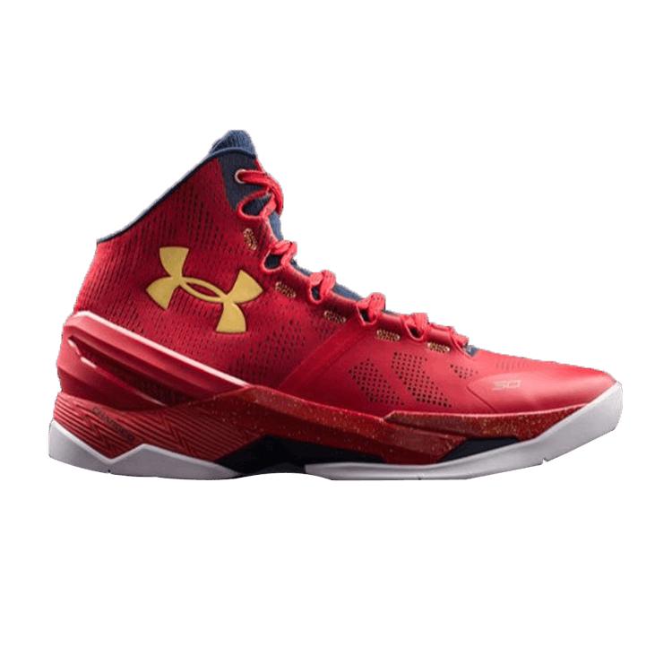 

Мужские кроссовки Under Armour Curry 2 Floor General красные Academy-Gold 1259007-601