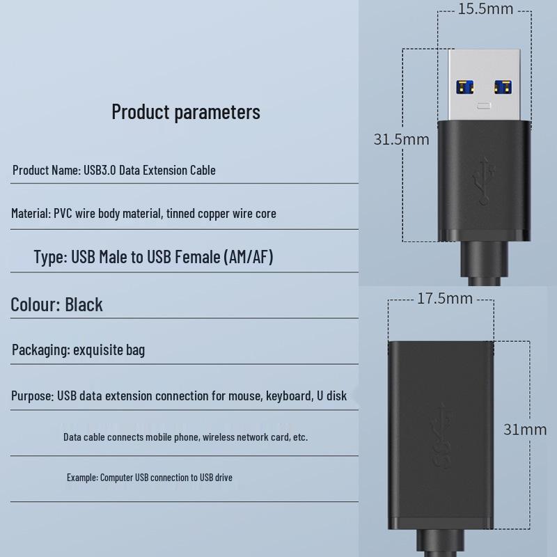 USB 3.0 Extension Cable: Male To Female Adapter for USB Devices