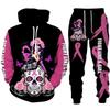 Hot Sale, Stylish 3D Skull Print Punk Sportswear, Pants Hoodie Couple Suit Street Trend