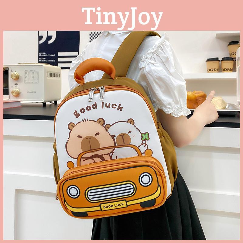 Capybara Pattern Kids Backpack Boys Girls School Bag With Breathable Nylon For Preschool Use