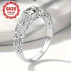 Elegant925Silver women's ring with hollow-carved design, round and classic, suitable as an engagement or wedding anniversary gift. Comes with a gift