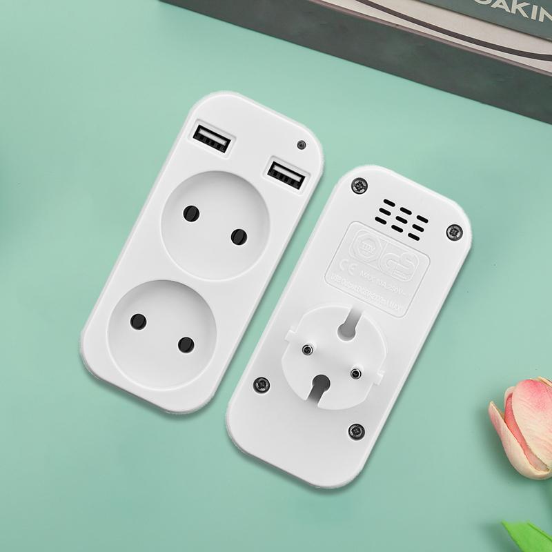 European USB Socket Portable Dual Usb Converter Plug Multifunction Converter Plug Germany France Russia Universal Socket