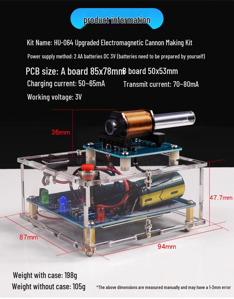 DIY Electromagnetic Cannon Kit: Long-Range High-Voltage Coil Circuit for Science Experiments