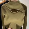Autumn Half High Collar Hollow Out Pullovers Sweaters Women Slim Fit Winter Clothes Fashion Bottoming Sweater Tops Women Elegant Warm Knitwear 28874