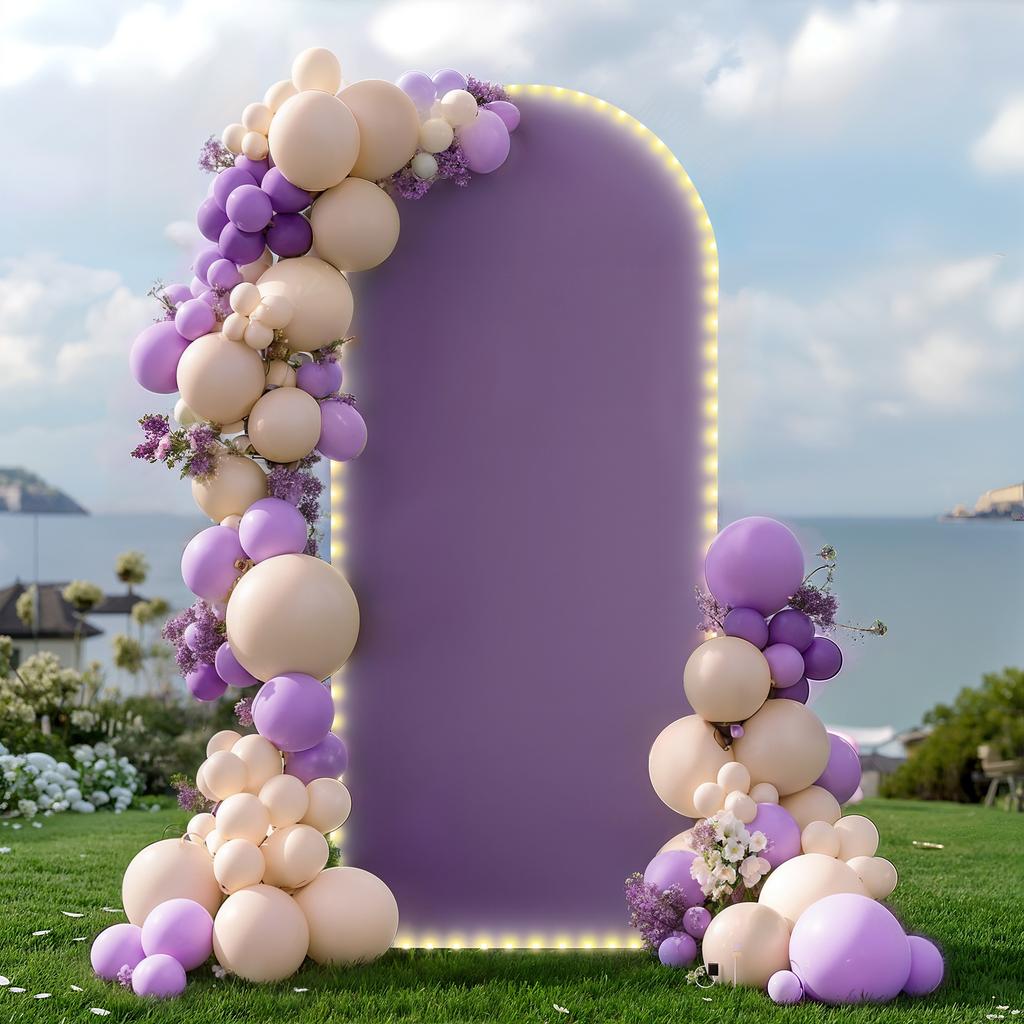 Wedding Arch Cover Pink Spandex with Lights U Top Backdrop Stand for Photographic Background Birthday Party Decoration