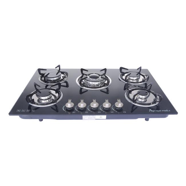 Five-Burner Tempered Glass Built-in LPG Gas Stove