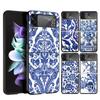 Blue And White Porcelain Case Phone Cover for Samsung Galaxy Z Flip 7 6 5 4 3 5G ZFlip7 ZFlip6 ZFlip5 ZFlip4 ZFlip3 Black Fundas