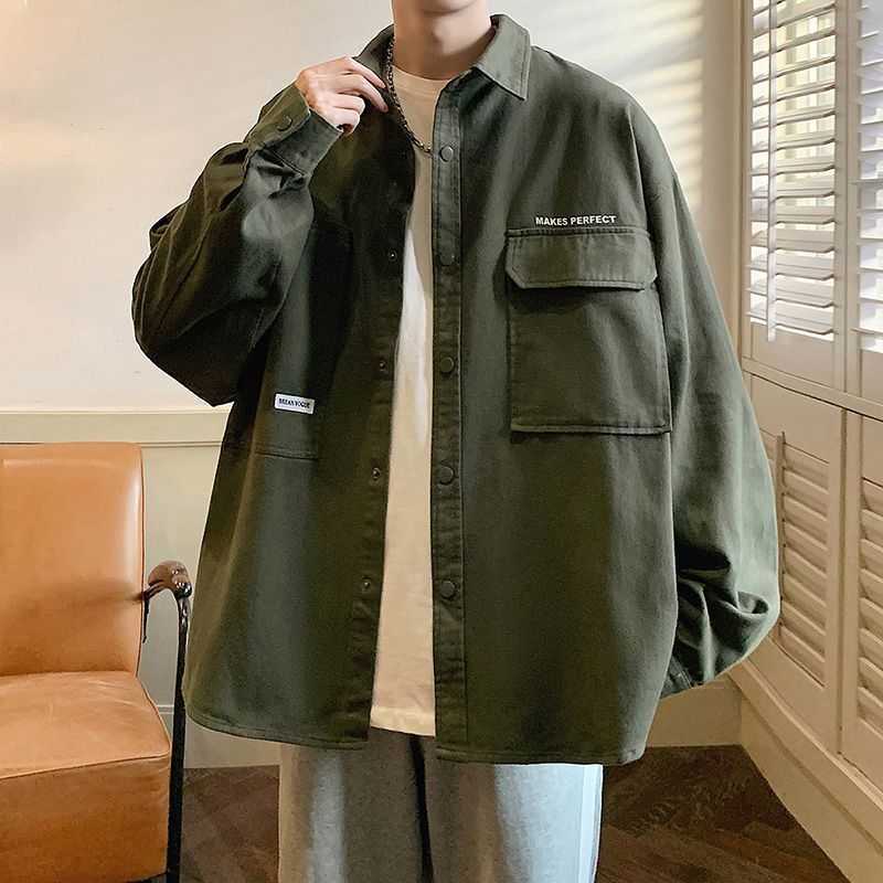 Men's Shirt Jacket Autumn Workwear Cardigan Coat Casual and Trendy Autumn Coat