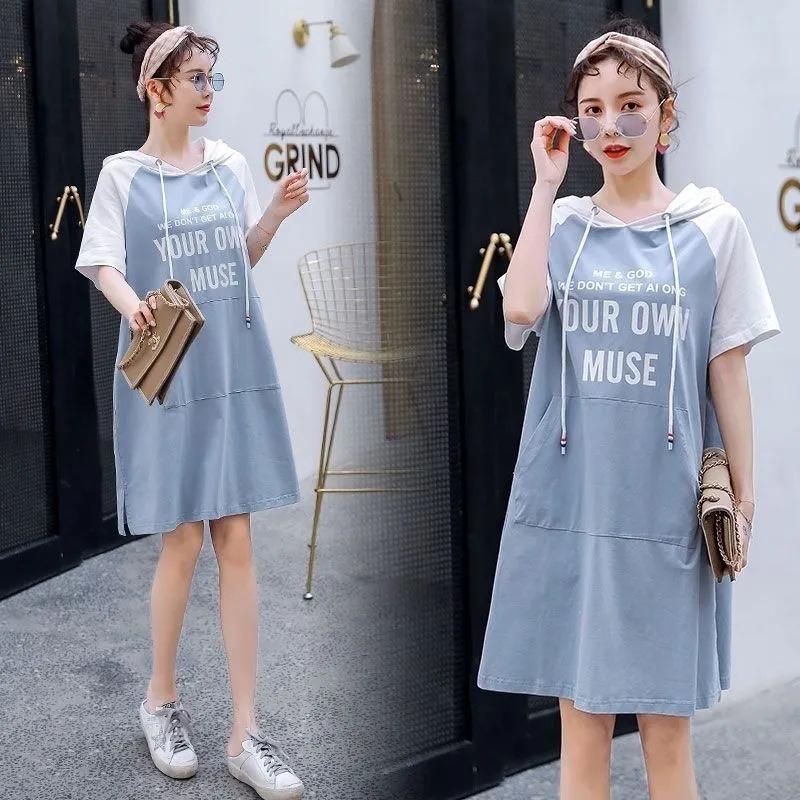 

Модное платье-футболка с капюшоном 2024 года для беременных: Стильная летняя юбка с короткими рукавами для выхода в свет XXXL 165-185 lbs