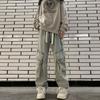 Autumn and Winter  Overalls Jeans Men and Women American Retro High Street Micro-la Washed Wide-leg Straight Pants
