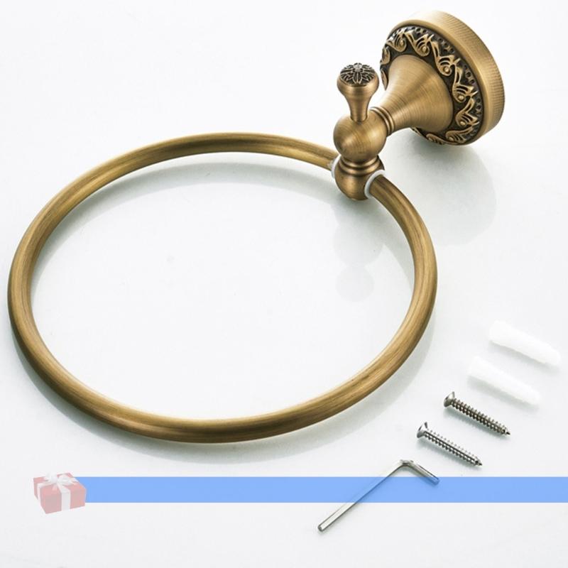 Copper Towel Rings Wall Mounted Bath Hand Towel Holder Round Vintage Simple Towel Rack Bathroom Accessories Enduring